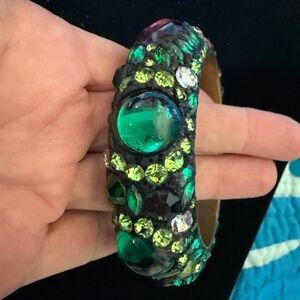 1982 Green Rhinestone Maximalist Bangle